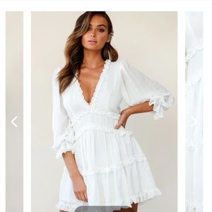 LANEY CUTOUT BACK BALLOON SLEEVE DRESS WHITE